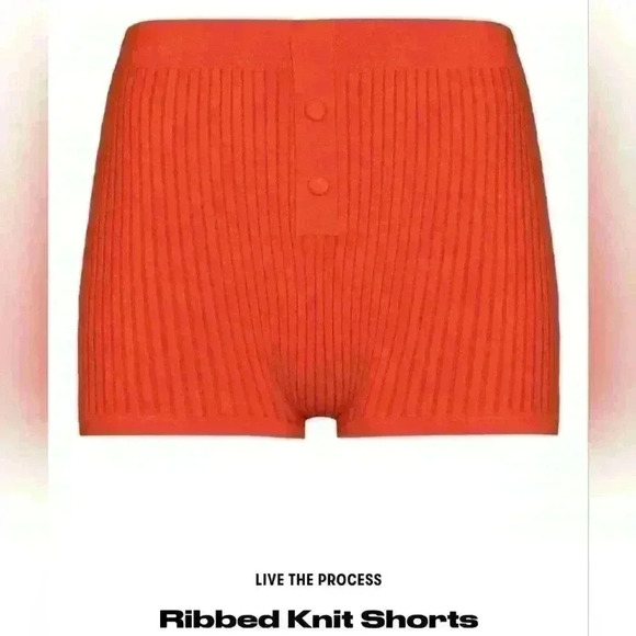Live The Process Ribbed knit orange‎ shorts women's XS petite - Picture 1 of 8